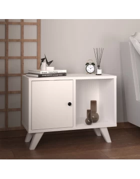 Rico Megapap melamine nightstand in white color 65.2x30x49cm.