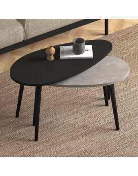 Spline Megapap melamine set of two pieces coffee tables in grey retro color 80x40x46cm.