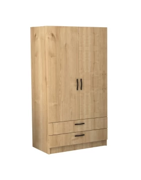 Victoria Megapap two doors melamine wardrobe with drawers in oak color 100x60x181cm.