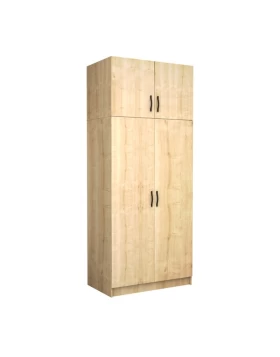Victoria Megapap two doors melamine wardrobe with cabinet in oak color 100x60x240cm.