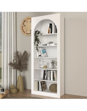 Βιβλιοθήκη Voila Megapap χρώμα λευκό 74x35x180εκ.