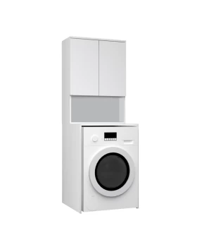 Cozen Megapap melamine washing machine furniture in white color 65x60x178cm.