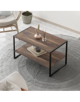 Τραπεζάκι σαλονιού Giza Megapap χρώμα rustic καρυδί 90,2x50,3x50,4εκ.