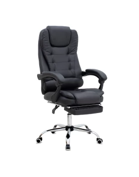 Daria Megapap office chair with footrest PU leather in black color 65x65x117/127cm.