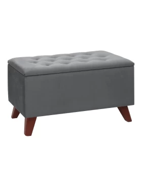 Lotus Megapap velvet fabric stool in grey color 90x40x50cm.