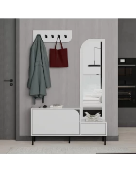 Mila Megapap melamine shoe cabinet with hanger in white color 120x37x171,6cm.