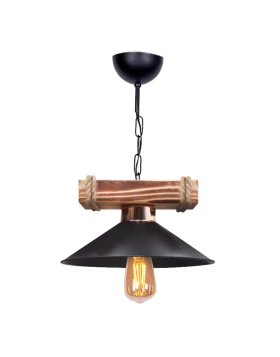 Melio Megapap E27 wooden - plastic ceiling light in black color Ø26x36cm.