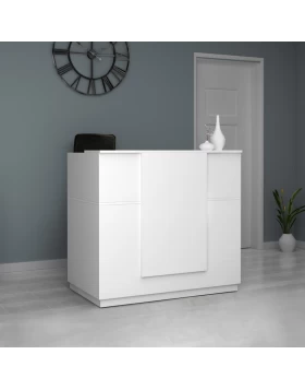 Gemini Megapap melamine reception desk in white color 120x70x110cm.