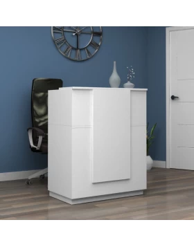 Gemini Megapap melamine reception desk in white color 90x50x110cm.