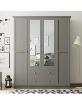 Emily Megapap 4 doors wardrobe with mirror in anthracite color 140x50x210cm.