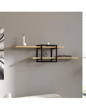 Ραφιέρα τοίχου Mone Megapap χρώμα sapphire oak - μαύρο 120x18x30εκ.