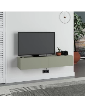 Francy Megapap melamine wall mounted tv stand in ash green color 135x31.7x25cm.