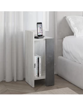 Elos Megapap melamine nightstand left module in ancient white - retro grey color 25x27x60cm.