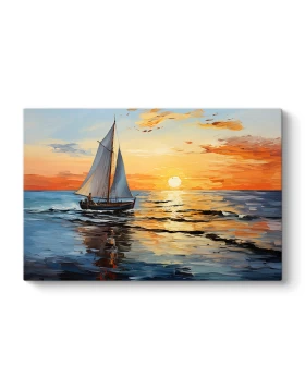 Πίνακας σε καμβά Fisherman at the sunset Megapap ψηφιακής εκτύπωσης 120x60x3εκ.
