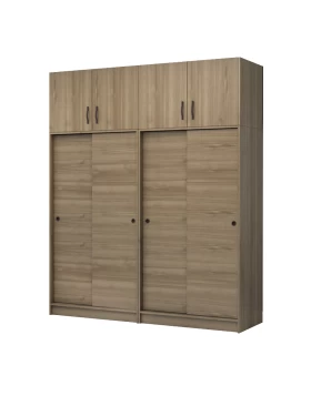 Regio Megapap melamine four slide doors wardrobe in walnut color 200x60x240cm.