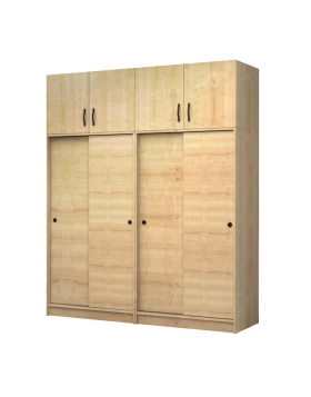 Regio Megapap melamine four slide doors wardrobe in oak color 200x60x240cm.