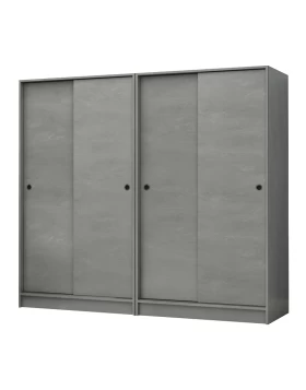 Regio Megapap melamine four slide doors wardrobe in concrete grey color 200x60x181cm.