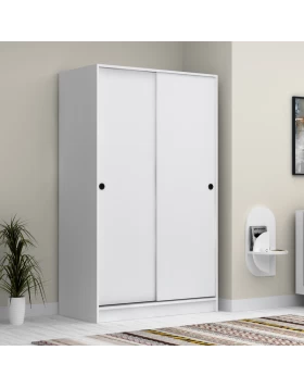 Regio Megapap melamine two slide doors wardrobe in white color 120x60x200cm.