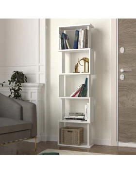 Βιβλιοθήκη Alvina Megapap χρώμα λευκό 45x19,6x158,8εκ.
