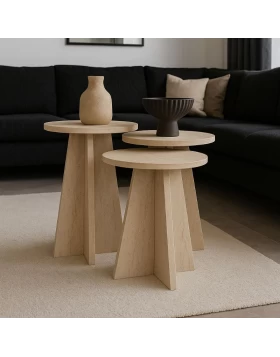Podel Megapap melamine side table 3 pieces in travertine color Ø29,6x52,1cm.