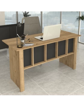 Nika Megapap melamine office desk in sepet oak - anthracite color 140x60x75cm