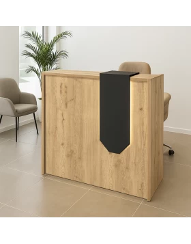 Navita Megapap melamine welcome desk - reception with LED in sepet oak - anthracite color 113.6x42x111.8cm.
