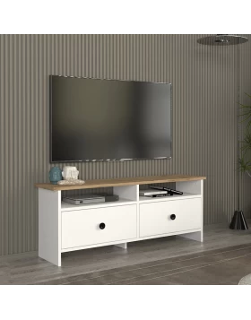 Gradias Megapap melamine tv furniture in white - sapphire oak color 120x26.6x46.8cm.