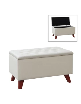 Lotus Megapap velvet fabric stool in dark beige color 90x40x50cm.