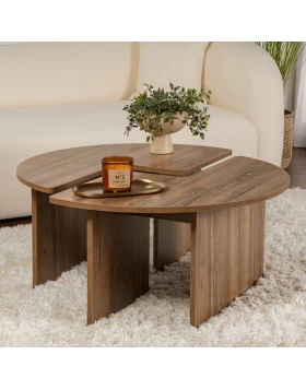 Moira Megapap melamine coffee table in walnut color Ø90x41cm.