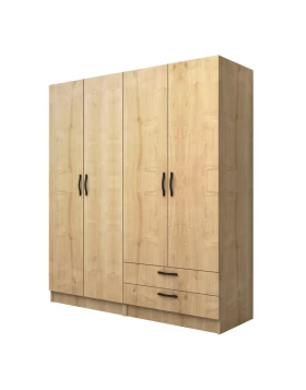 Vivian Megapap four doors melamine wardrobe in oak color 160x51.8x181cm.