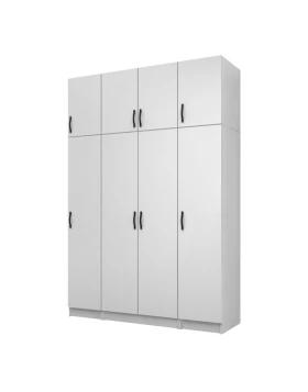 Vivian Megapap four doors melamine wardrobe with cabinet in white color 160x51,8x240cm.