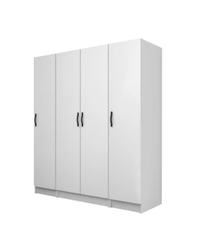 Vivian Megapap four doors melamine wardrobe in white color 160x51.8x181cm.