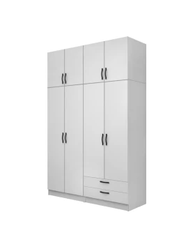 Vivian Megapap four doors melamine wardrobe in white color 160x51.8x240cm.