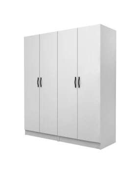 Vivian Megapap four doors melamine wardrobe in white color 160x51.8x181cm.