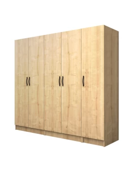 Vivian Megapap five doors melamine wardrobe in oak color 200x51.8x181cm.