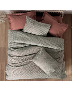 Σετ παπλωματοθήκη Mote Cotton Box 4 τμχ Διπλή (200x220) χρώμα κόκκινο