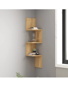 Zikzak Megapap melamine wall shelf in sapphire oak color 25x25x105.4cm.
