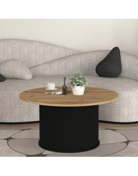Bohema Megapap melamine coffee table in black - sepet oak Ø85x43,2cm.