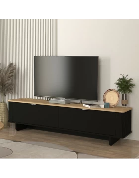 Έπιπλο τηλεόρασης Bohema Megapap χρώμα μαύρο - sepet oak 180x47x45,6εκ.