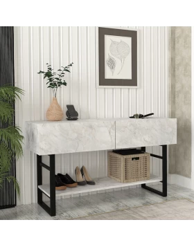 Aron Megapap melamine console in white marble color 138,8x41x75,7cm.