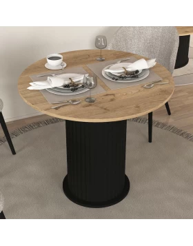 Bohema Megapap melamine dining table in black - sepet oak color Ø90x77,7cm.