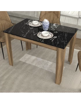 Darlen Megapap melamine dinner table in walnut - black marble color 110x72x74cm.