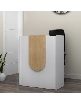 Mezzo Megapap melamine reception desk in white - oak color 90x40x110cm.