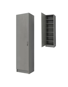 Petro Megapap melamine single-door wardrobe - shoe rack in grey concrete color 45x38x180cm.