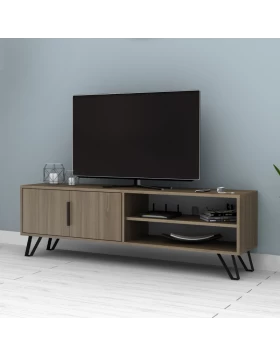Έπιπλο τηλεόρασης Foot Megapap χρώμα καρυδί 160x35x49εκ.