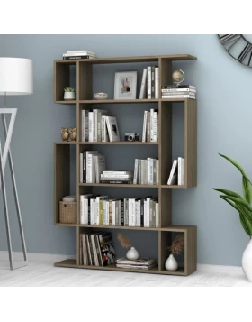 Clint Megapap melamine bookcase in walnut color 108,5x25,5x161cm.
