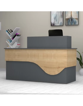 Dustin Megapap melamine reception desk in anthracite - oak color 160x60x101.8cm.