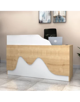 Lione Megapap melamine reception desk in oak - white color 160x60x100cm.