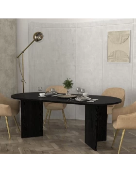 Cortado Megapap melamine dining table in sencron black color 200x90x74cm.