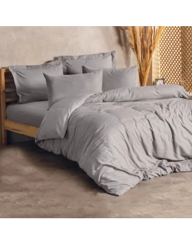 Plaid Duvet cover set 4 pcs Double 200x220 grey color